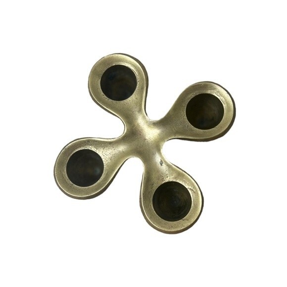 Vintage MCM Midcentury‎ Brass Clover Stake Candlestick Holder Hong Kong - Picture 3 of 5